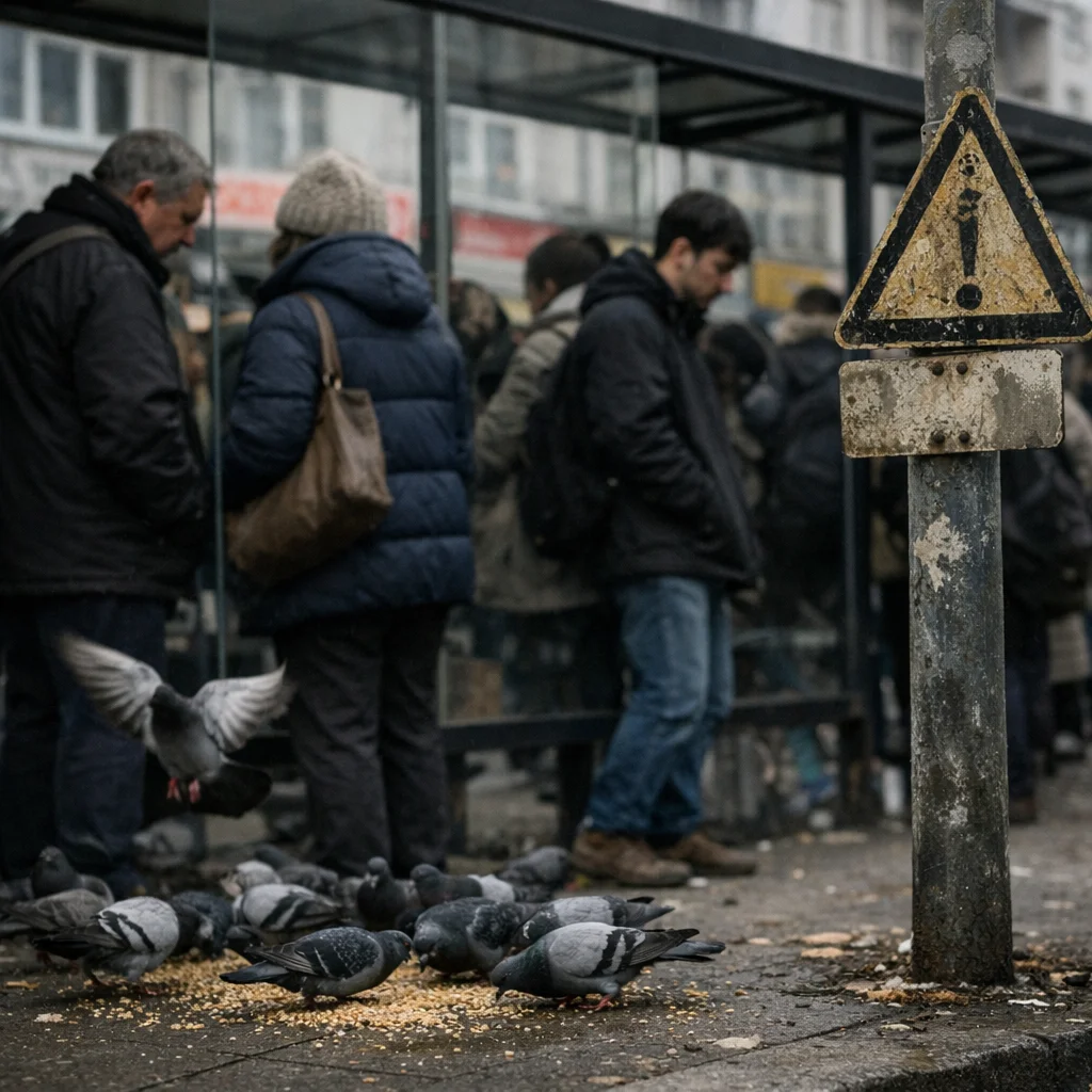 Pigeon War at the Tram Stop